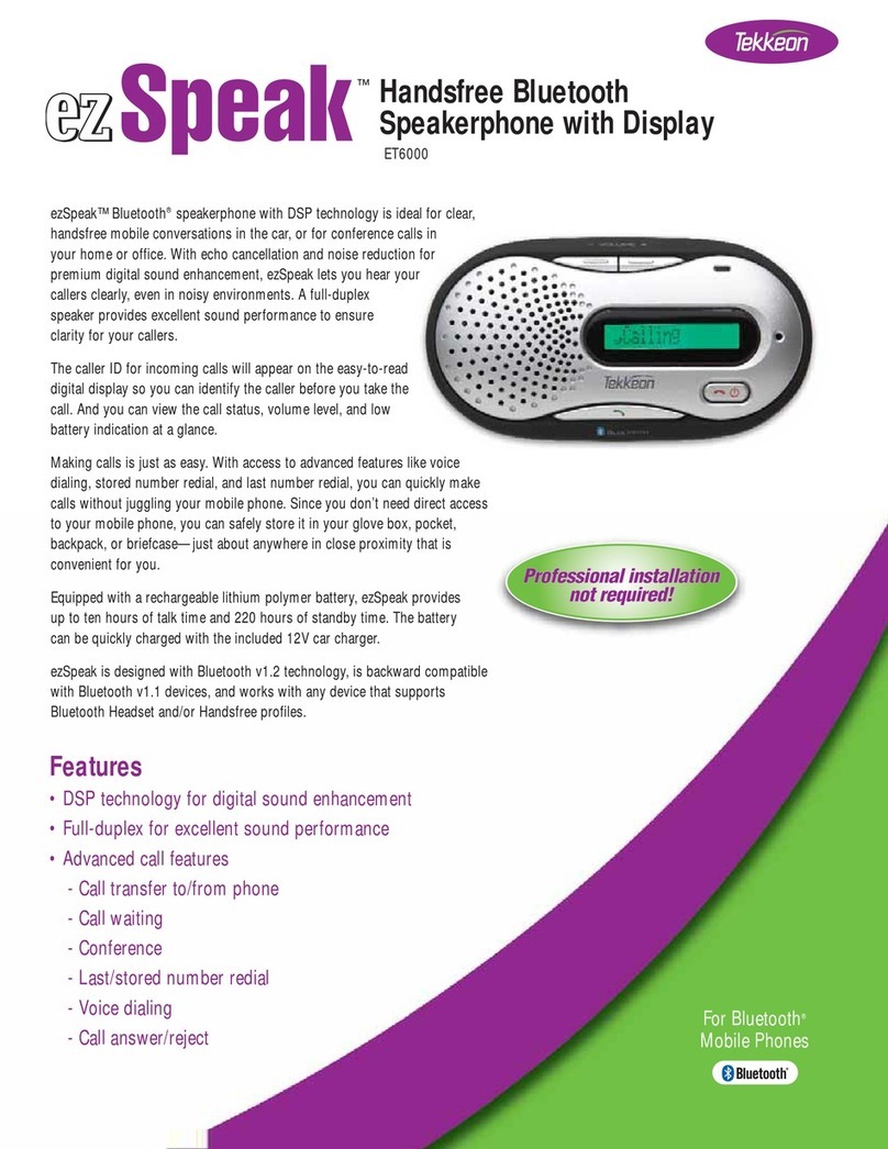 Tekkeon ezSpeak ET6000 Specification sheet