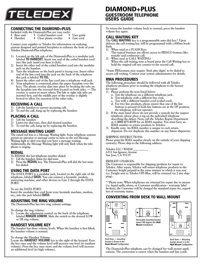 Teledex Diamond Plus User manual