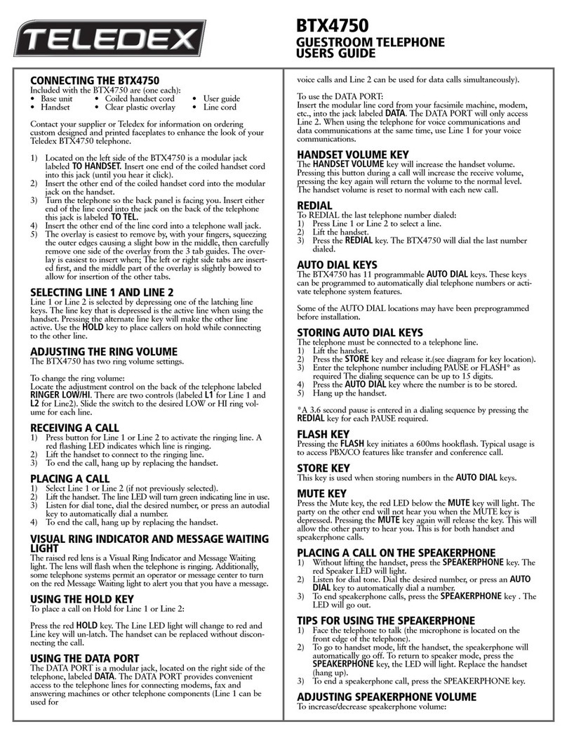 Teledex BTX4750 User manual