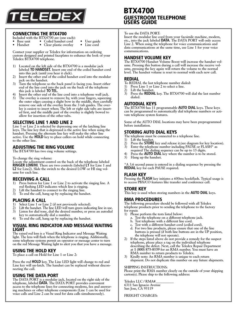 Teledex BTX4700 User manual