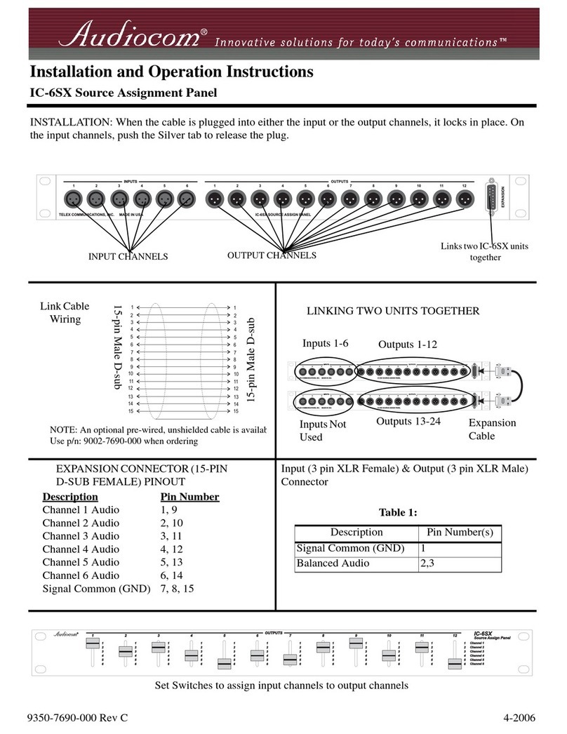 Telex Audiocom IC-6SX Installation and operation instructions