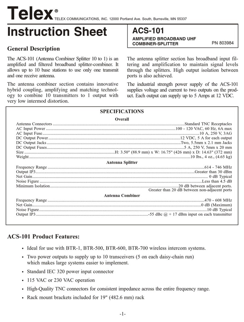 Telex ACS-101 instruction sheet