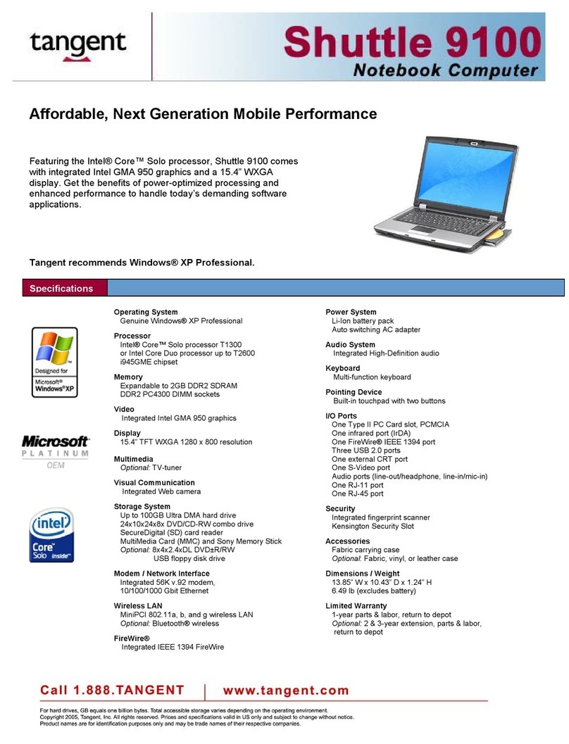 Tangent Shuttle 9100 Specifications