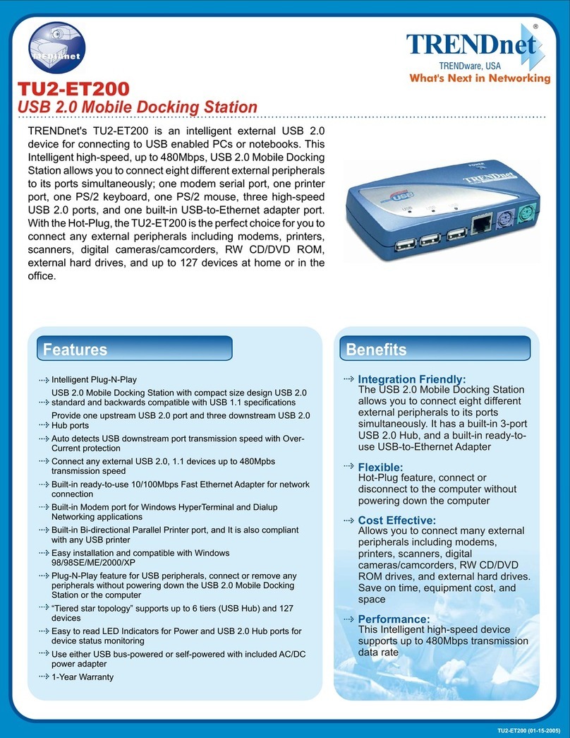 TRENDnet TU2-ET200 - USB Mobile Docking Station Specifications