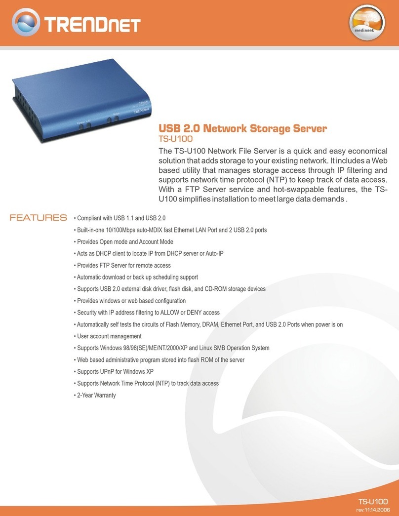 TRENDnet TS-U100 - NAS Server - USB Specifications TRENDnet TS-U100 - NAS Server - USB Specifications