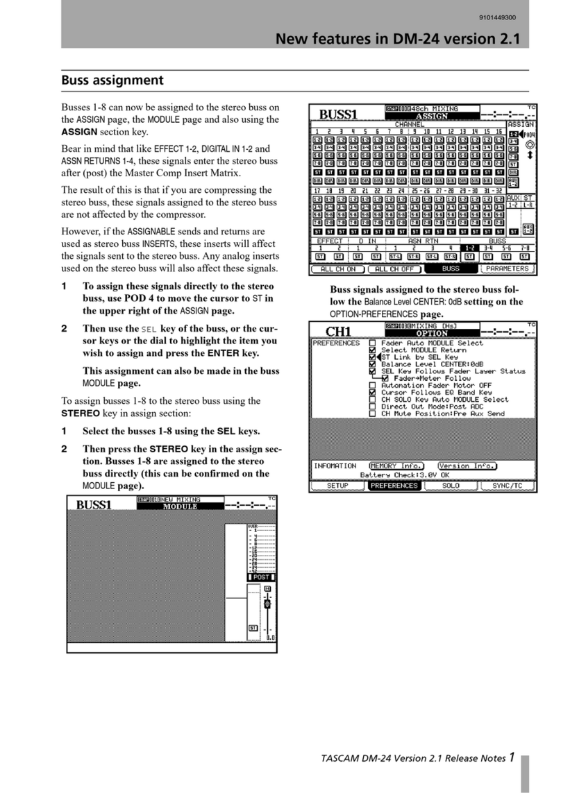 Tascam DM-24 Specification sheet