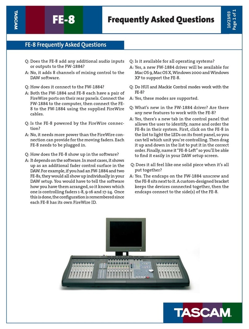 Tascam FE-8 Frequently asked questions