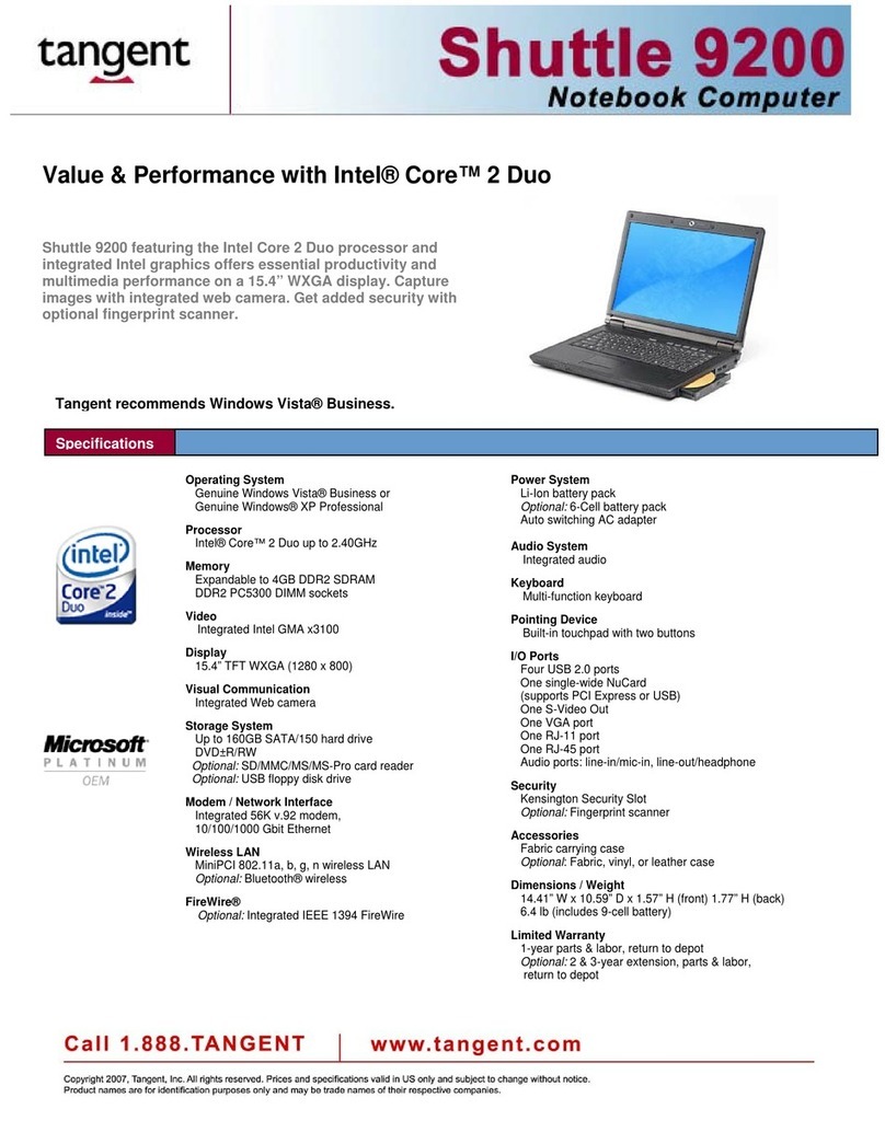 Tangent Shuttle 9200 User manual