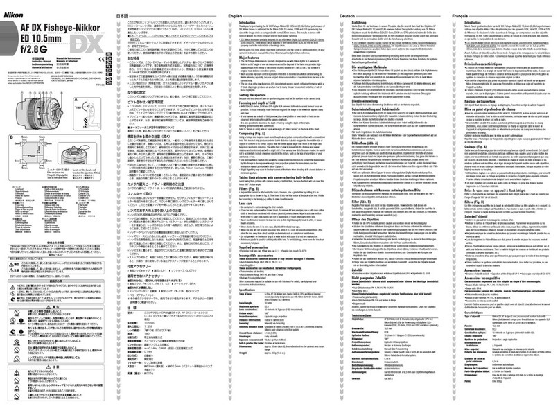 Nikon AF DX Fisheye-Nikkor 10.5mm f/2.8G ED User manual