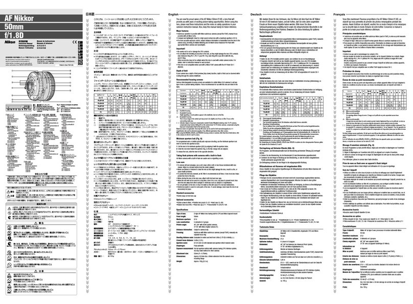 Nikon AF Nikkor 50mm f/1.8D instruction manual