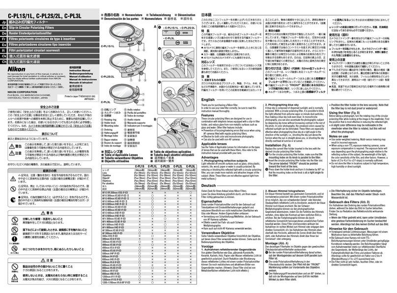 Nikon Slip-in Circular Polarizing Filters User manual