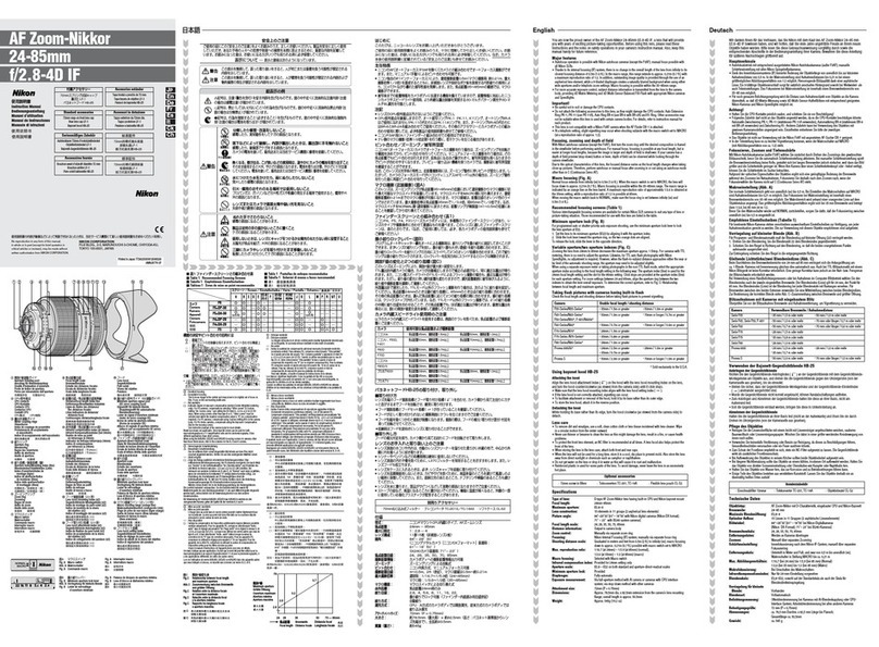 Nikon AF 24-85mm f/2.8-4 IF User manual