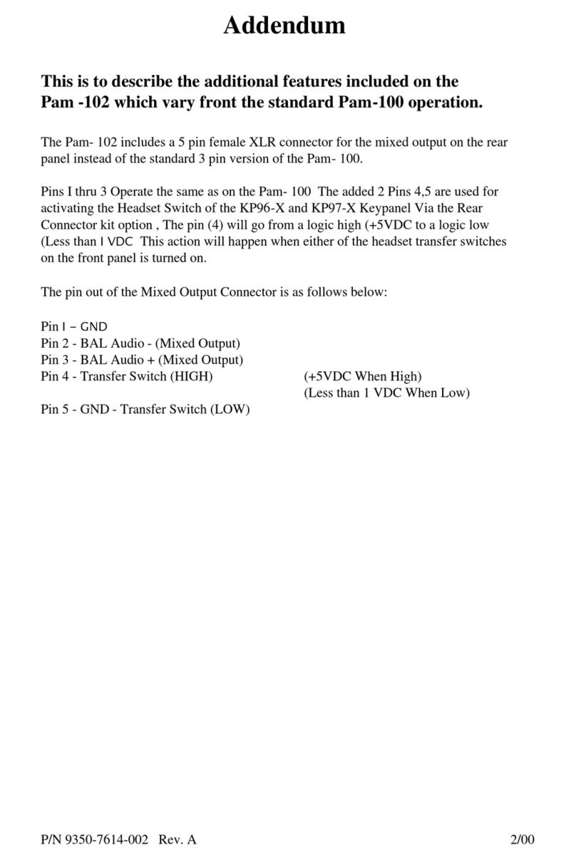 Telex PAM-100 Installation and operating instructions
