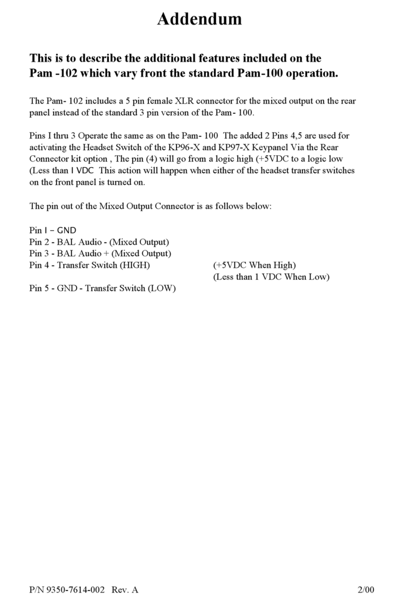 Telex PAM-102 Installation and operating instructions