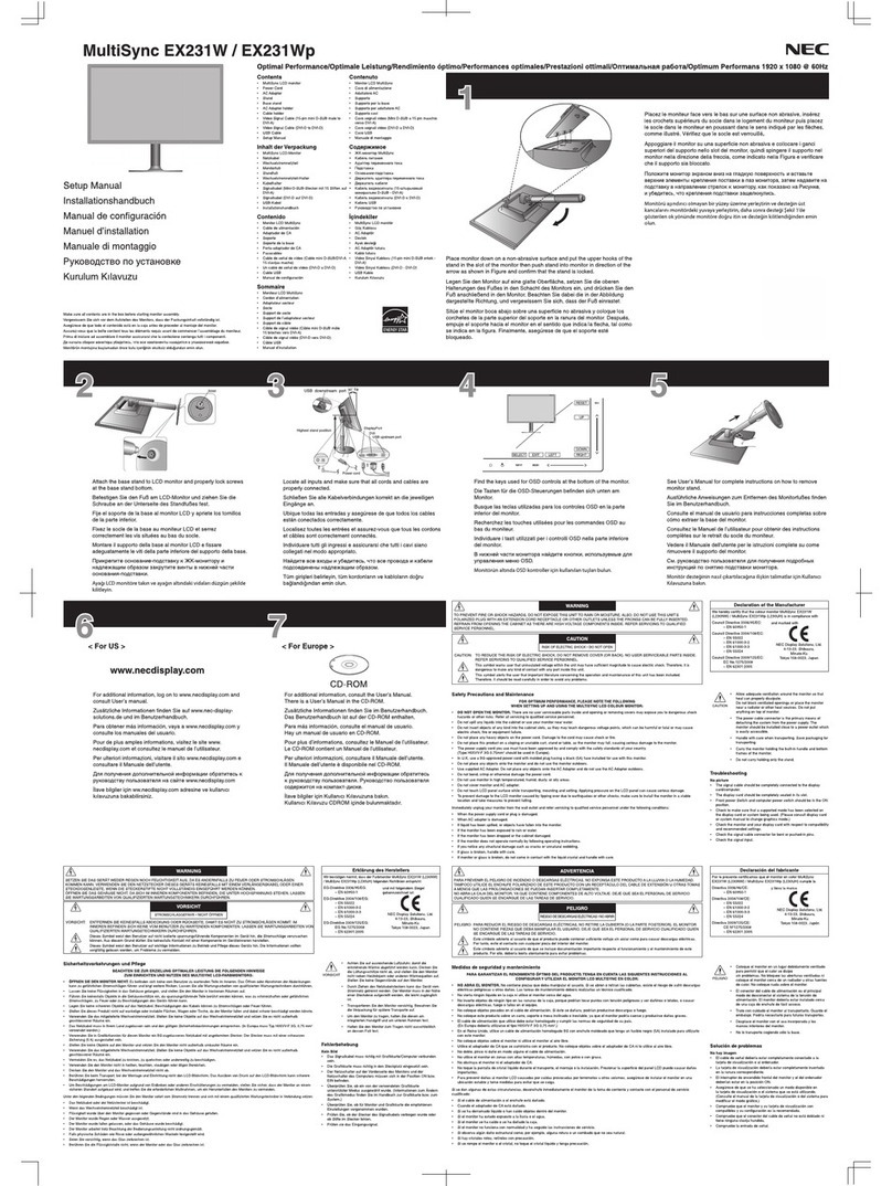 NEC MultiSync EX231Wp User manual