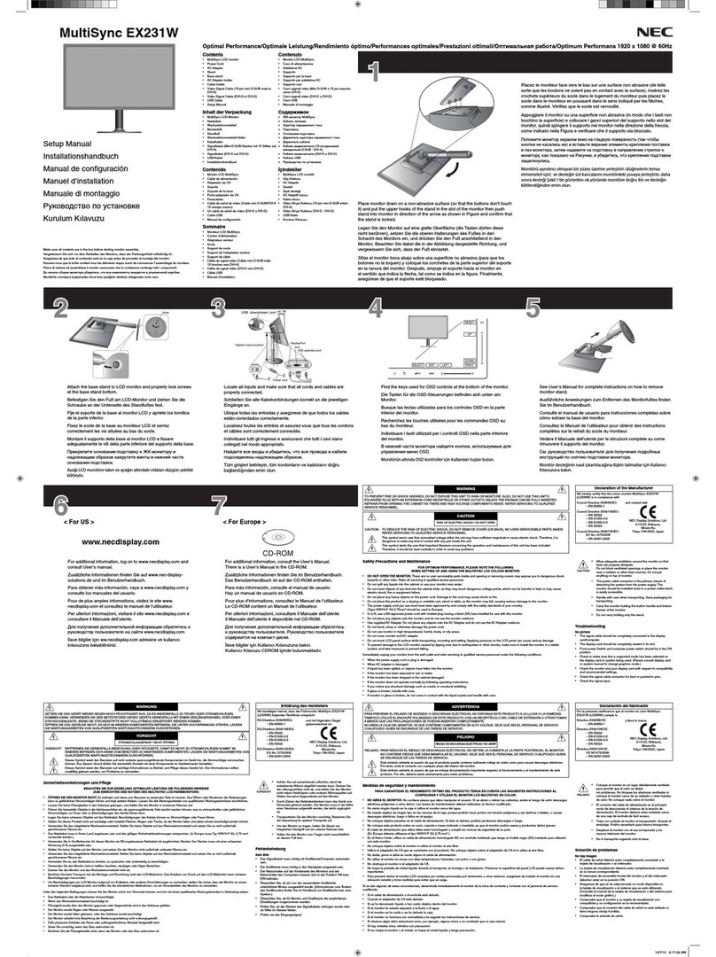 NEC MultiSync EX231W User guide