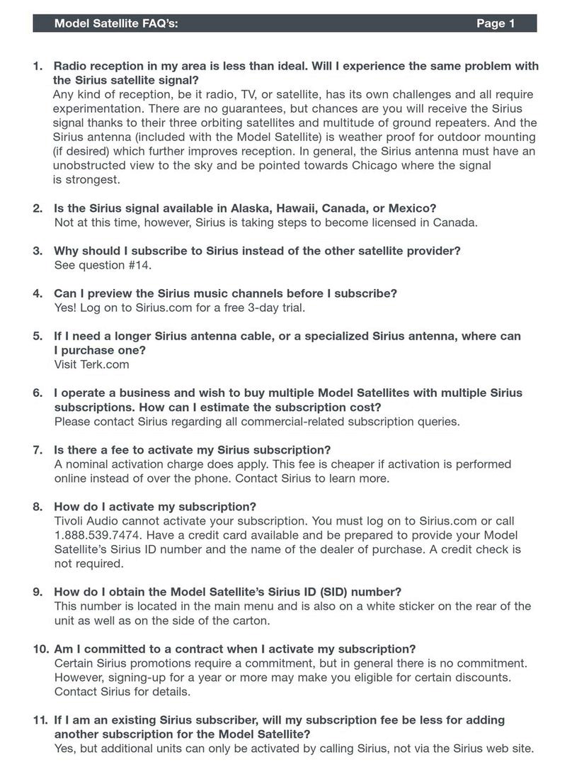 Tivoli Audio Satellite Frequently asked questions