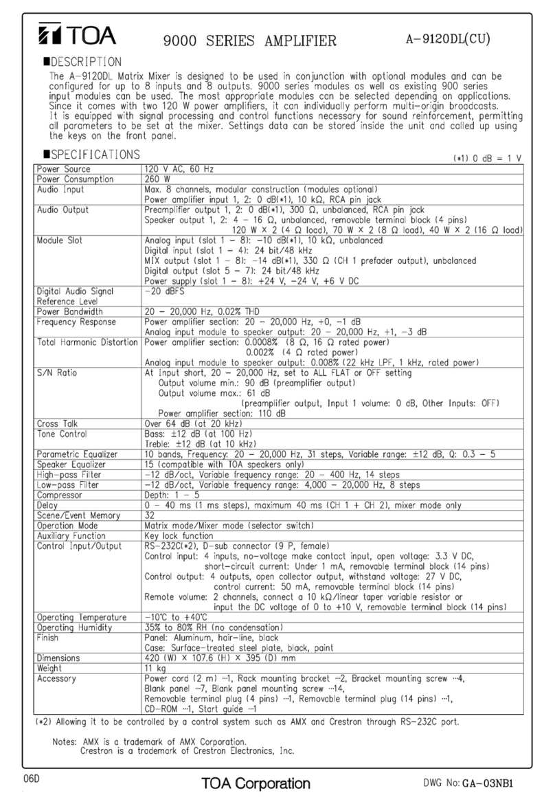 Toa A-9120DL Specifications