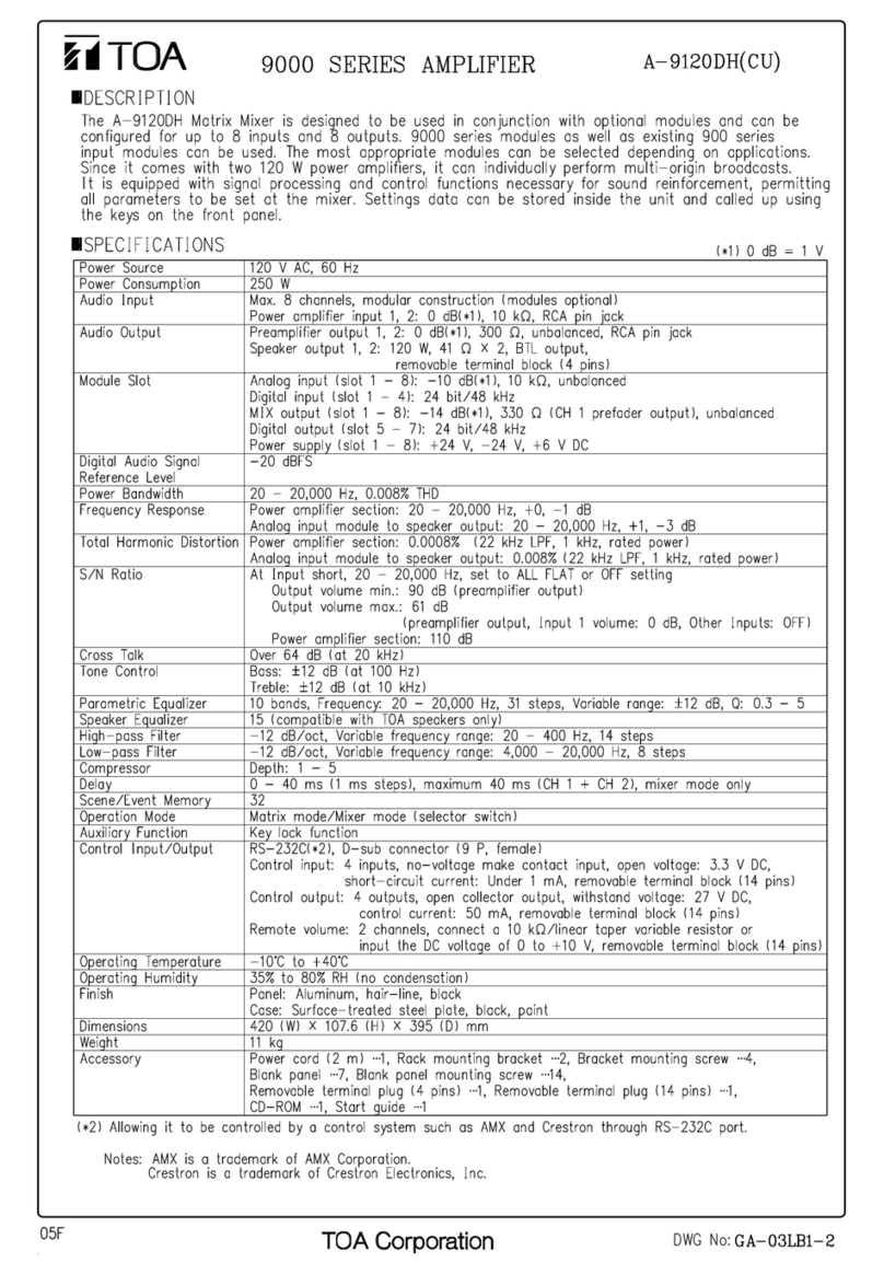 Toa A-9120DH Specifications
