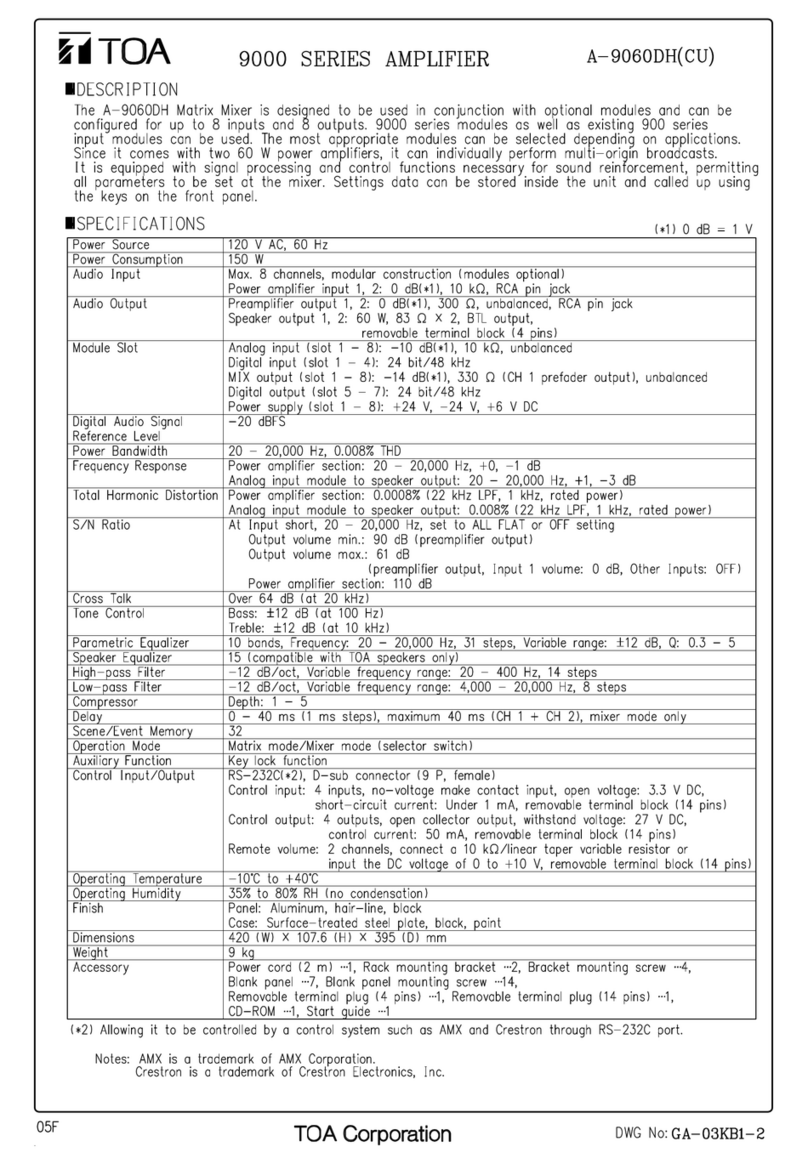 Toa A-9060DH Specifications