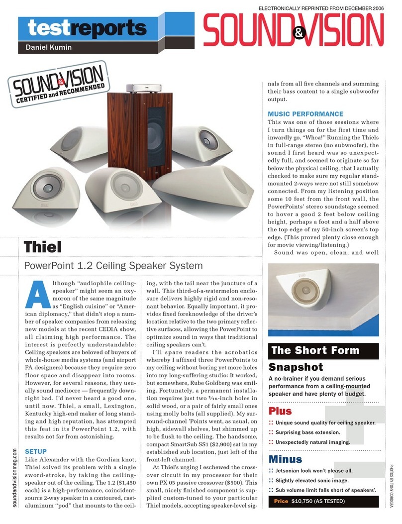 Thiel SmartSub SS1 Product support bulletin Thiel SmartSub SS1 Product support bulletin
