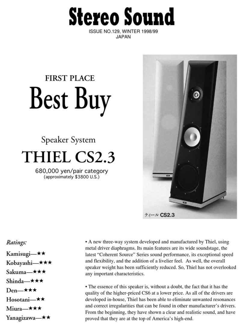 Thiel CS6 Product support bulletin