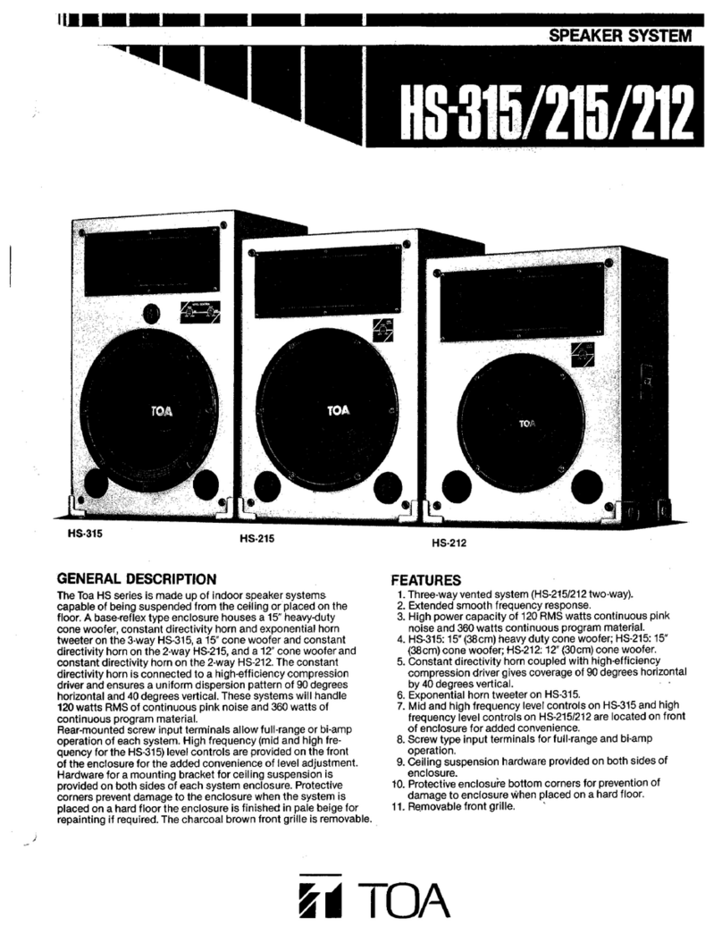 Toa HS-212 Specification sheet