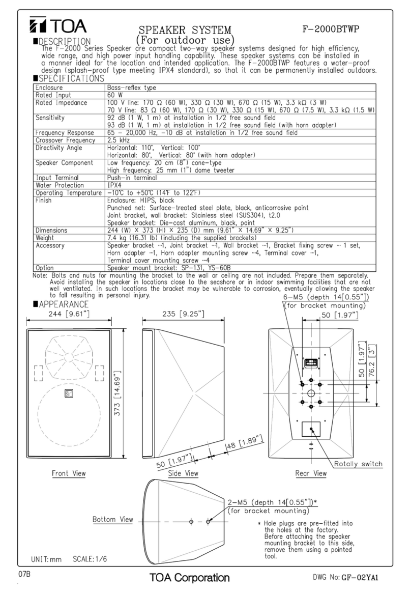 Toa F-2000BTWP User manual