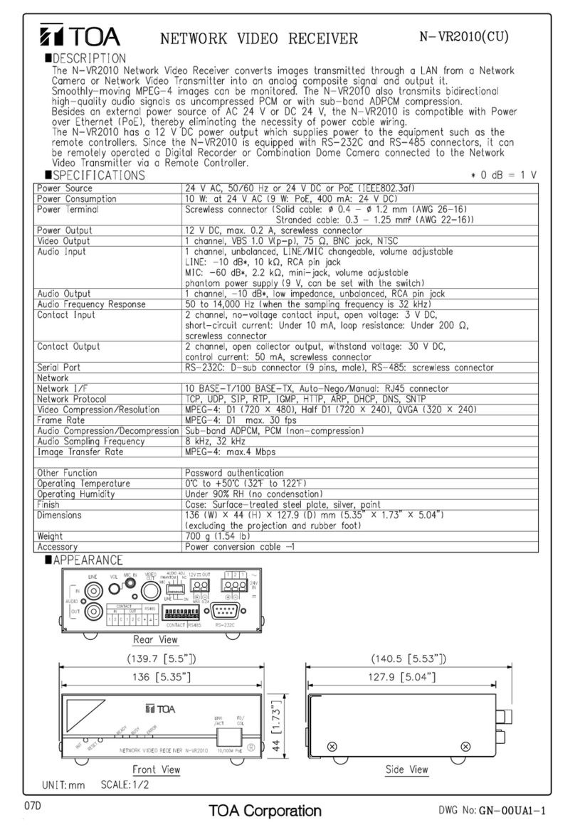Toa Netcansee N-VR2010 Specifications