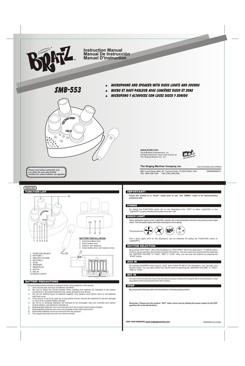 The Singing Machine Bratz SMB-553 User manual