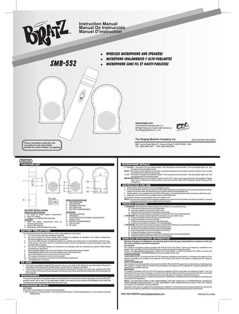 The Singing Machine Bratz SMB-552 instruction manual
