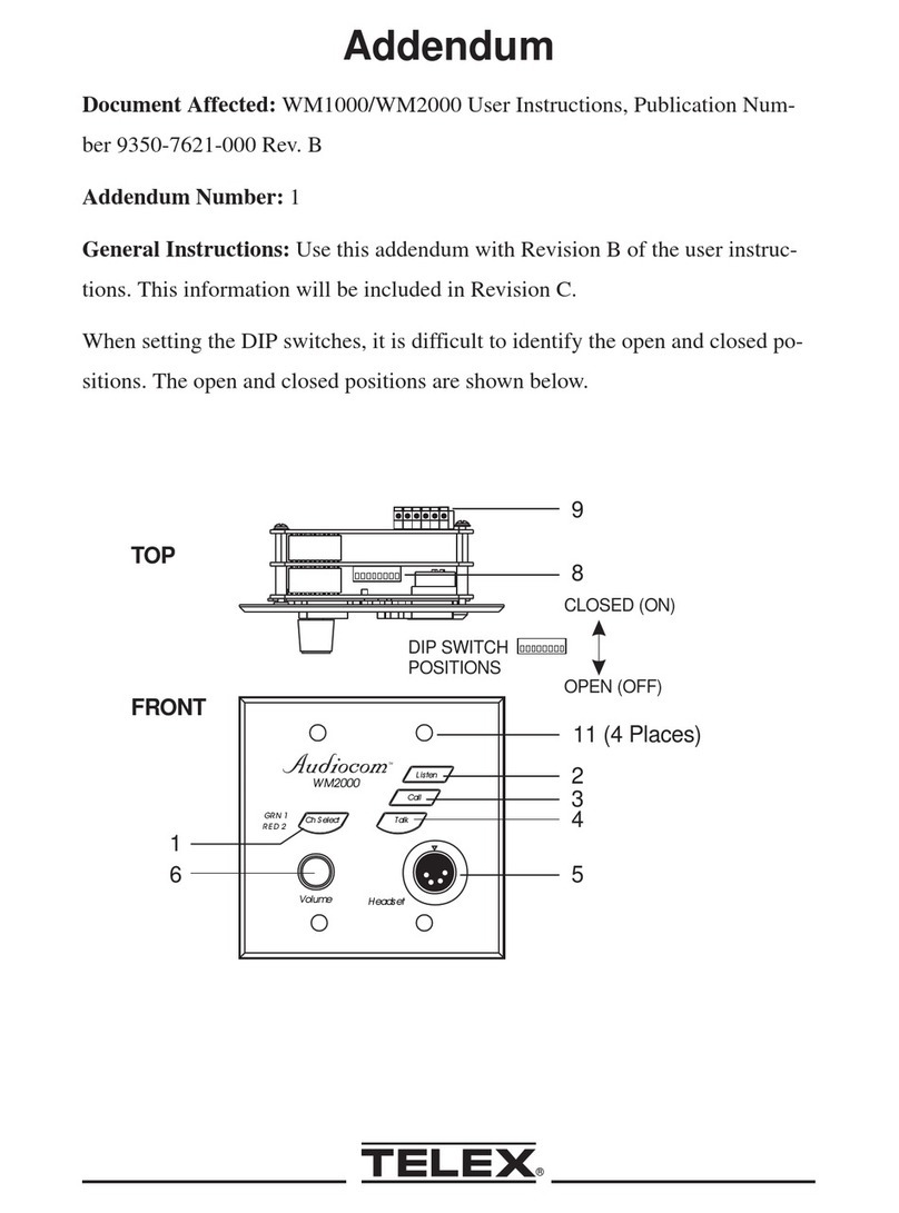Telex Audiocom WM1000 Installation and operating instructions