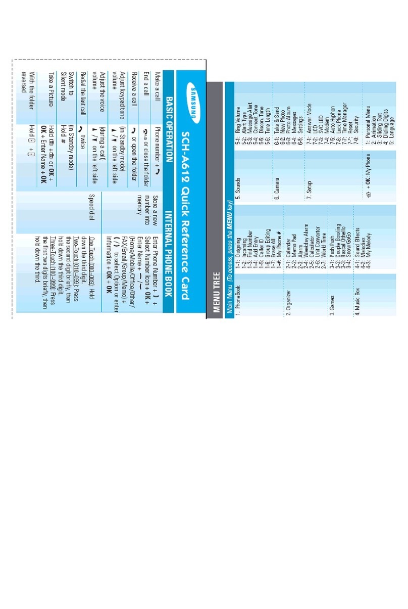 Samsung SCH-A612 Quick reference card