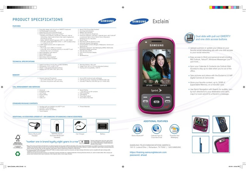 Samsung Exclaim Specifications
