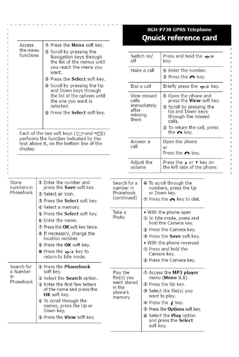 Samsung SGH-P738 Quick reference card