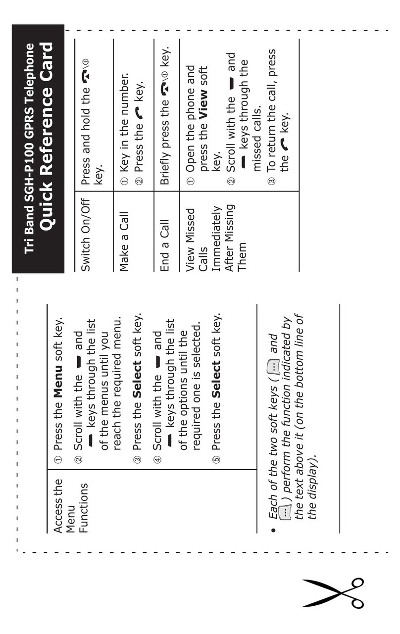 Samsung SGH-P100 Quick reference card