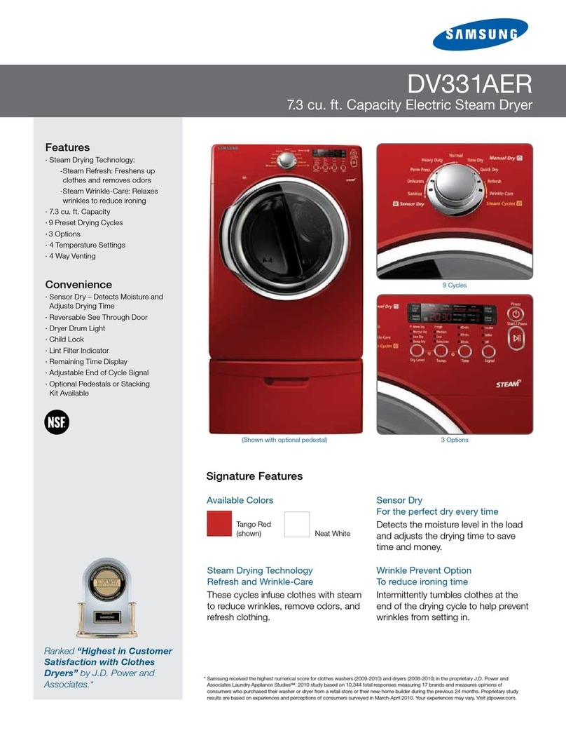 Samsung DV331AE Series Specifications