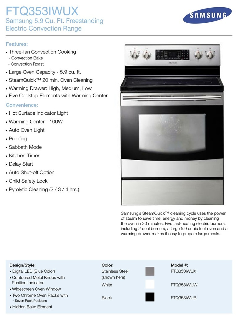 Samsung FTQ353IWUX - 30in Electric Range Specifications