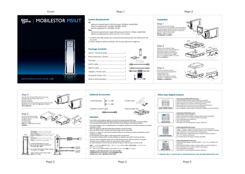 Sans Digital MOBILESTOR MS1UT User manual