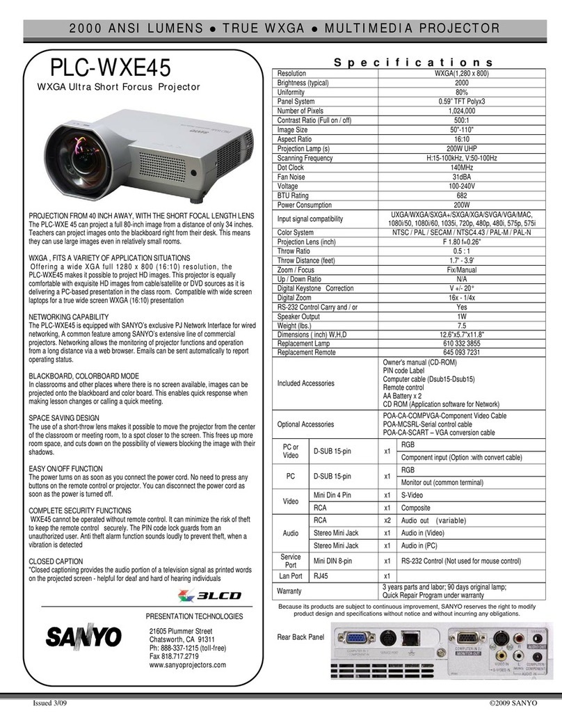 Sanyo PLC-WXE45 User manual Sanyo PLC-WXE45 User manual