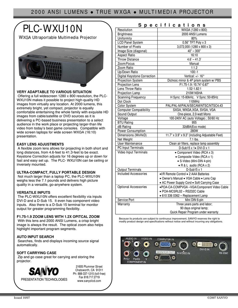 Sanyo WXU10 - PLC WXGA LCD Projector User manual