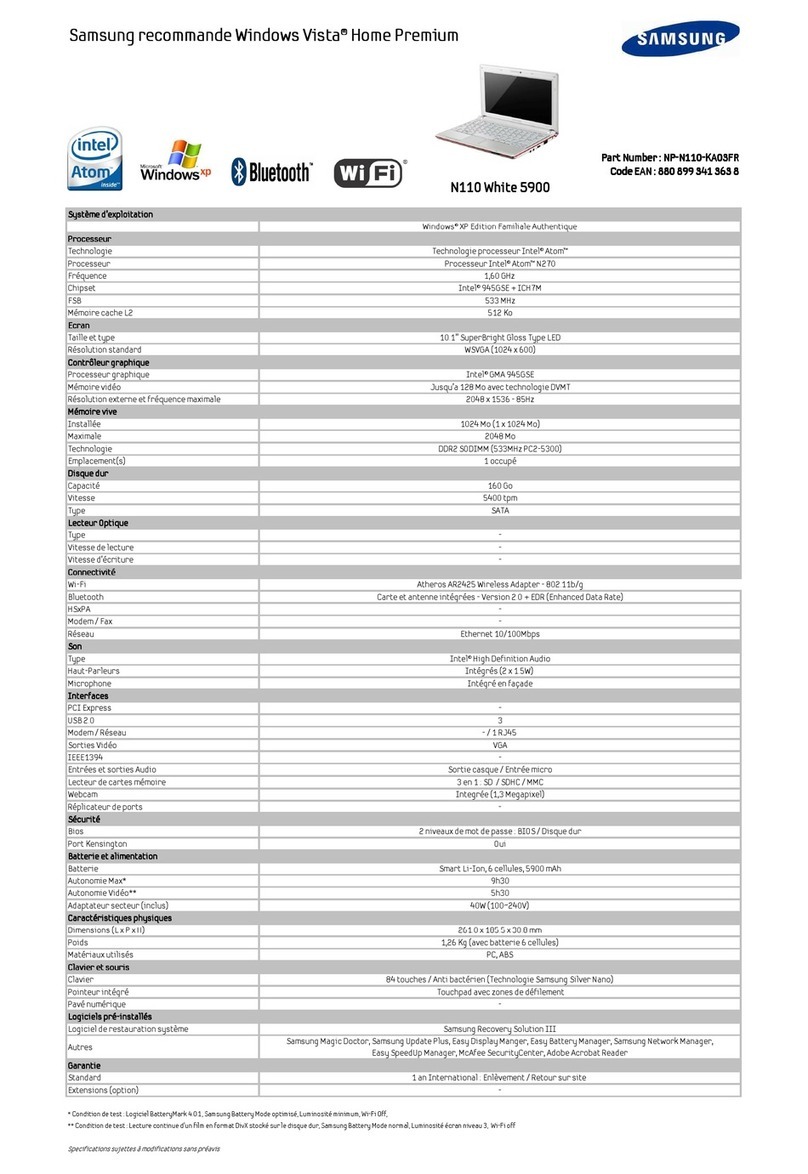 Samsung NP-N110-12PBK Specifications