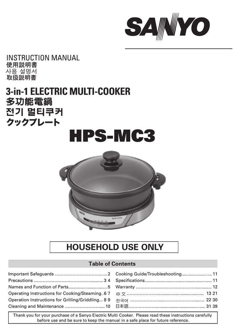 Sanyo HPS-MC3 - Versatile Cooker For Grilling Griddling... User manual