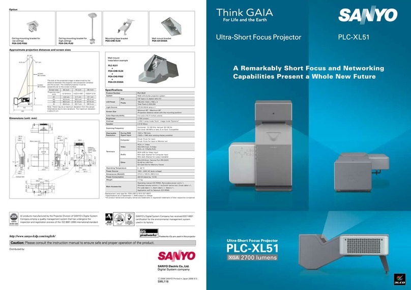 Sanyo XGA ULTRA SHORT-THROW PLC-XL51 Specifications