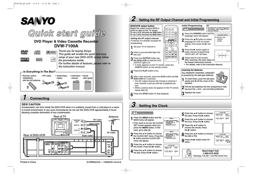 Sanyo DVW-7100a quick start guide
