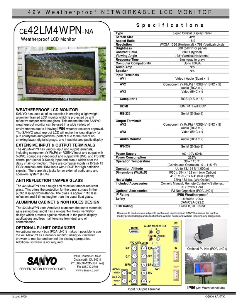 Sanyo CE42LM4WPN-NA - CE - 42" LCD Flat Panel... User manual