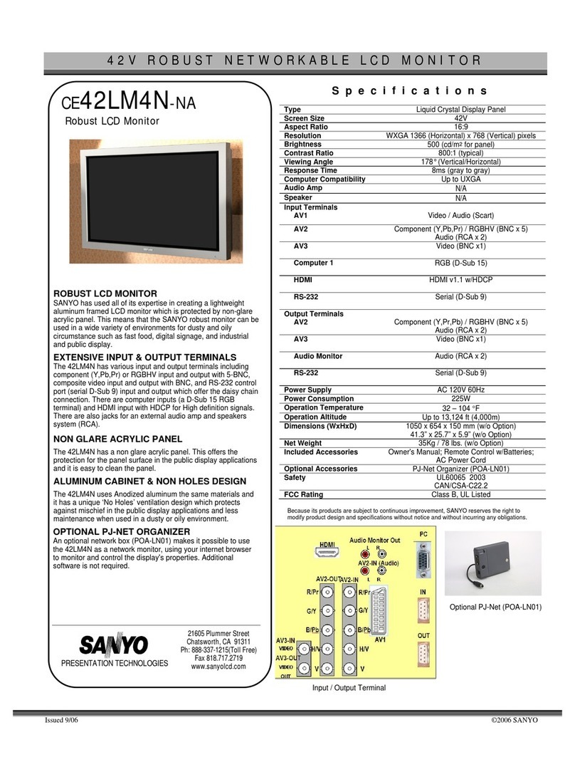 Sanyo CE42LM4N-NA - CE - 42" LCD Flat Panel... User manual