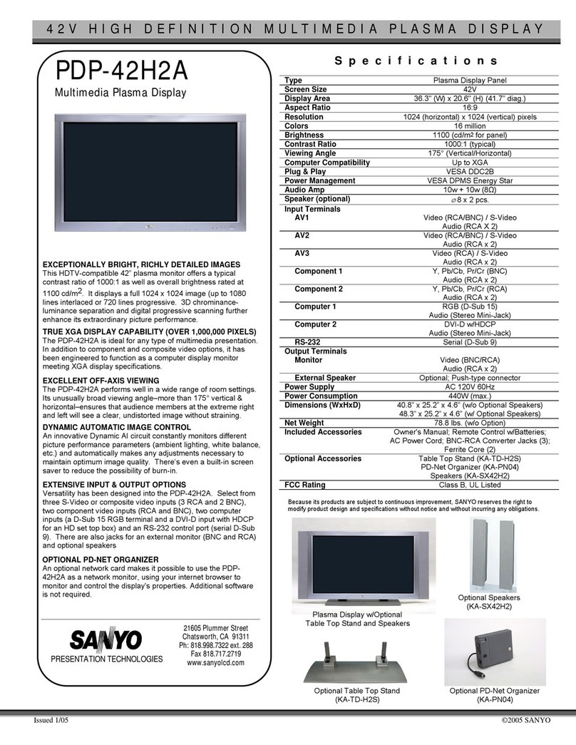 Sanyo PDP-42H2A User manual