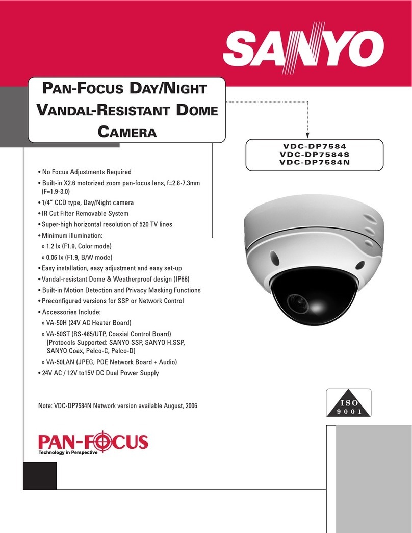 Sanyo VDC-DP7584 - 1/4" Color CCD Vandal-Resistant Dome... User manual