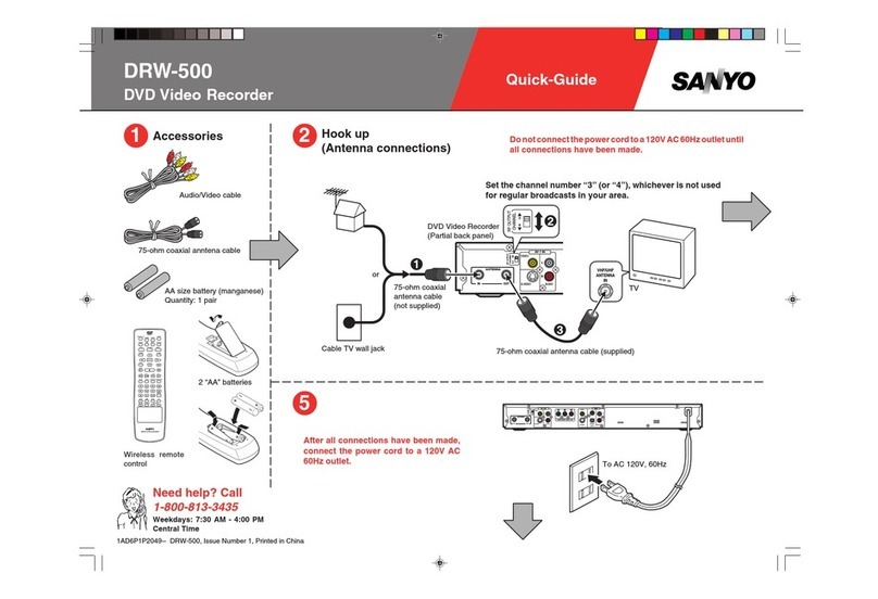 Sanyo DRW500 - Slim DVD Recorder/Player quick guide